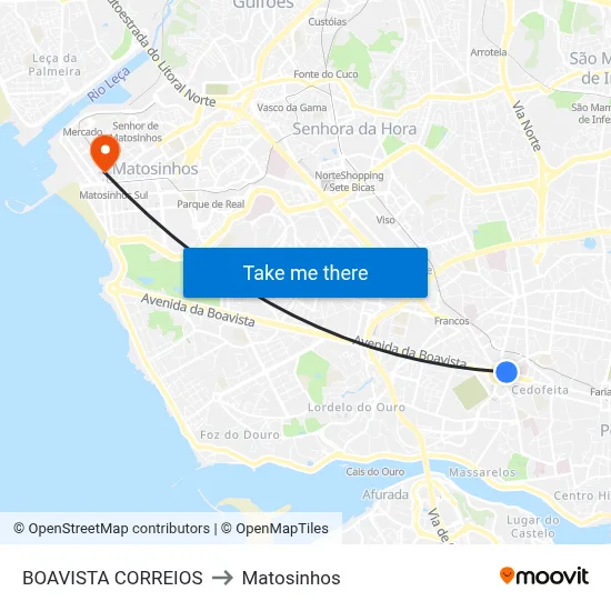 BOAVISTA CORREIOS to Matosinhos map