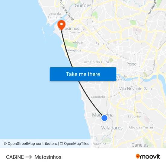CABINE to Matosinhos map