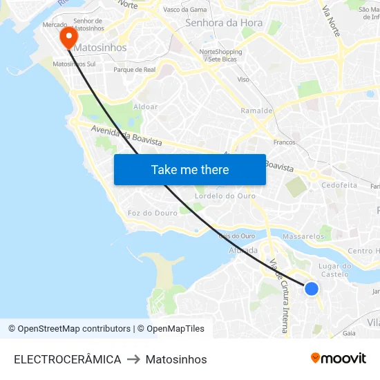 ELECTROCERÂMICA to Matosinhos map