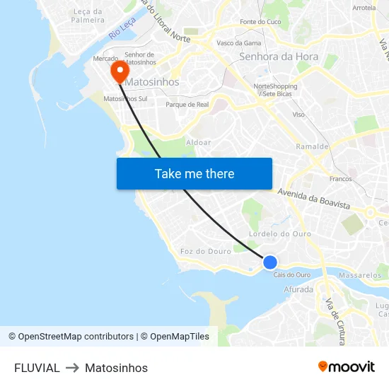 FLUVIAL to Matosinhos map