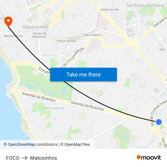FOCO to Matosinhos map