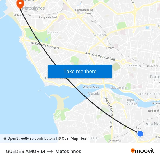 GUEDES AMORIM to Matosinhos map