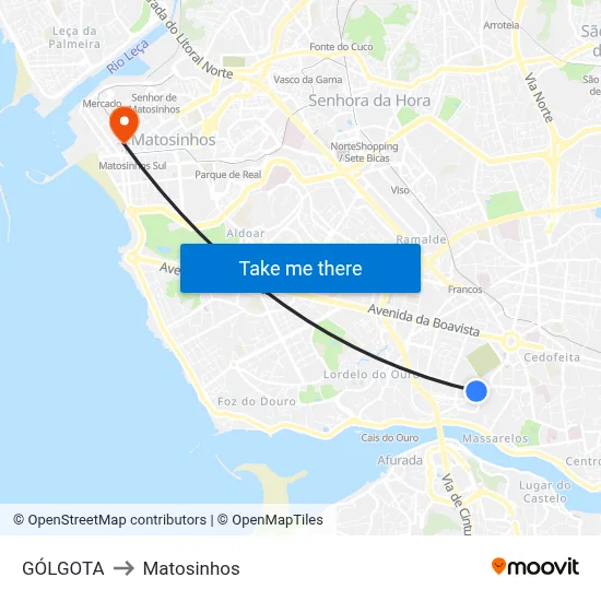 GÓLGOTA to Matosinhos map