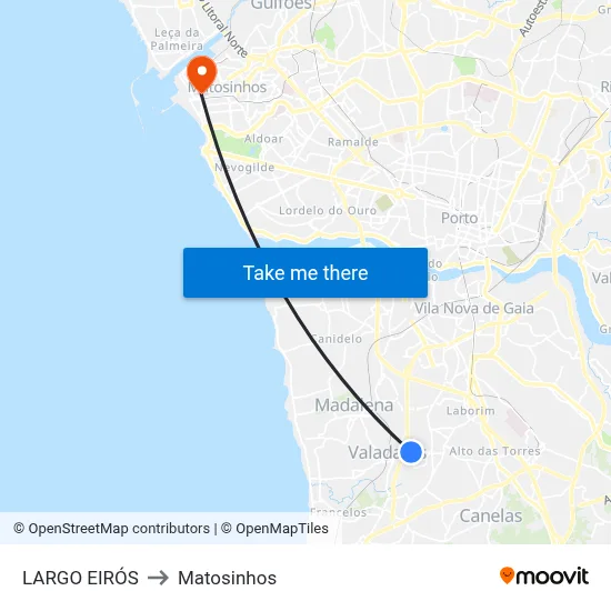 LARGO EIRÓS to Matosinhos map