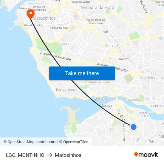 LGO. MONTINHO to Matosinhos map