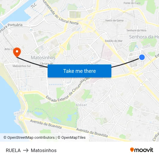 RUELA to Matosinhos map