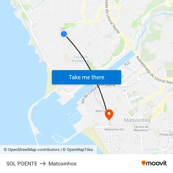 SOL POENTE to Matosinhos map