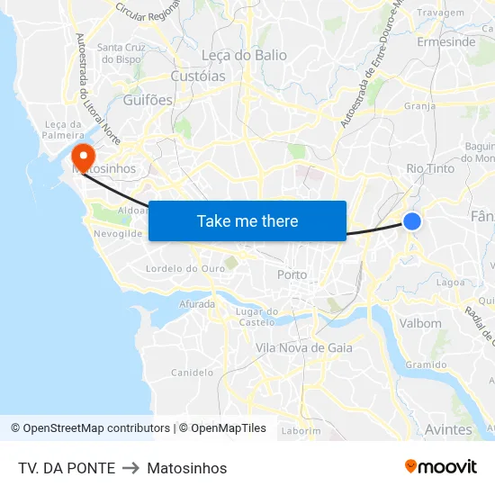 TV. DA PONTE to Matosinhos map