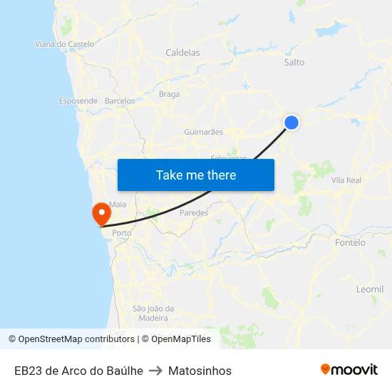EB23 de Arco do Baúlhe to Matosinhos map