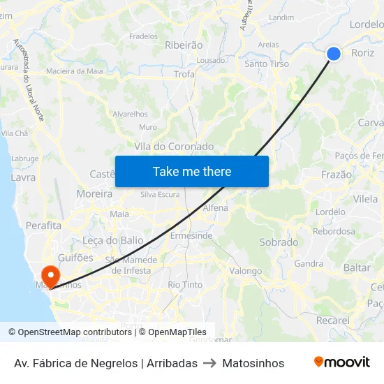 Av. Fábrica de Negrelos | Arribadas to Matosinhos map