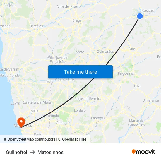 Guilhofrei to Matosinhos map