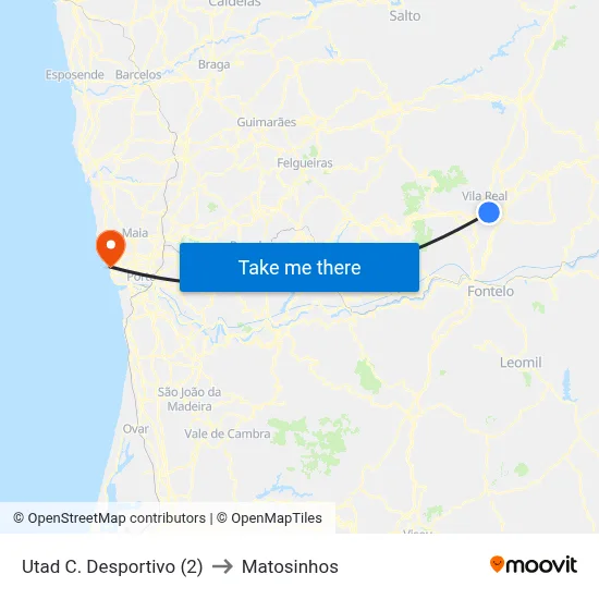 Utad C. Desportivo (2) to Matosinhos map