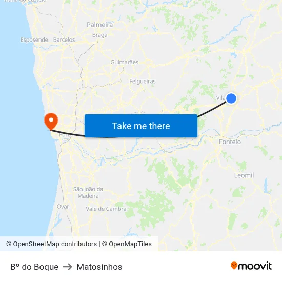 Bº do Boque to Matosinhos map