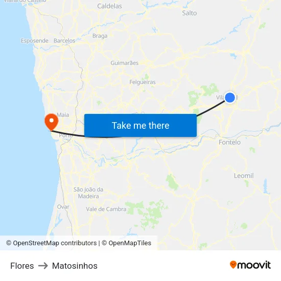 Flores to Matosinhos map