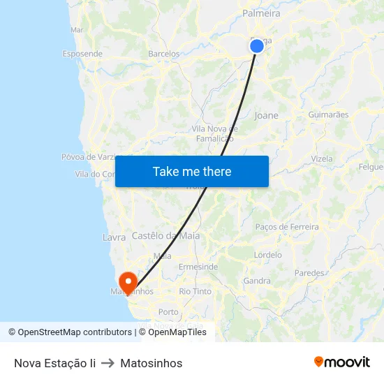 Nova Estação Ii to Matosinhos map
