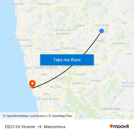EB23 Gil Vicente to Matosinhos map