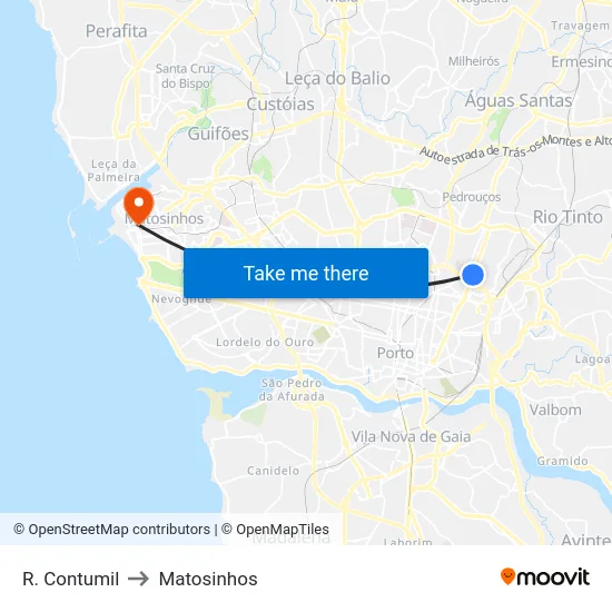 R. Contumil to Matosinhos map