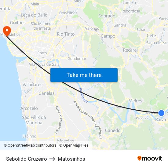 Sebolido Cruzeiro to Matosinhos map