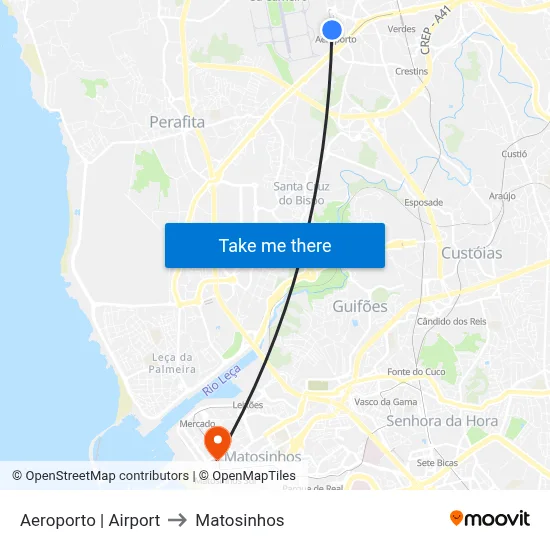 Aeroporto | Airport to Matosinhos map