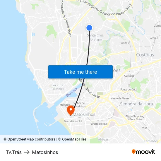 Tv.Trás to Matosinhos map