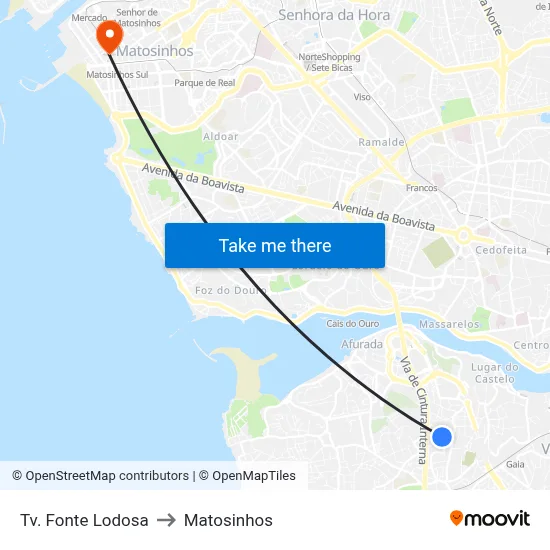 Tv. Fonte Lodosa to Matosinhos map