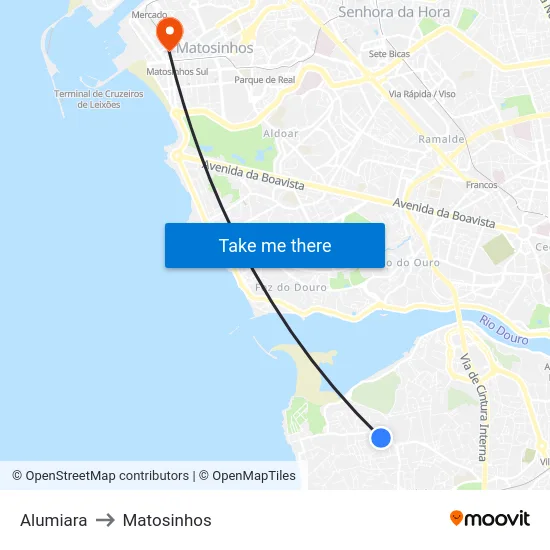 Alumiara to Matosinhos map