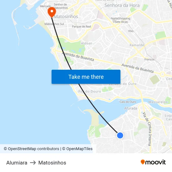 Alumiara to Matosinhos map