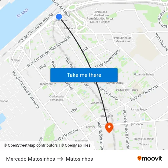 Mercado Matosinhos to Matosinhos map