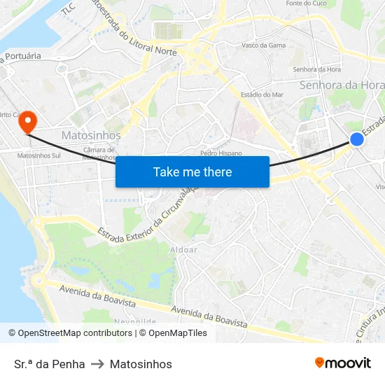 Sr.ª da Penha to Matosinhos map