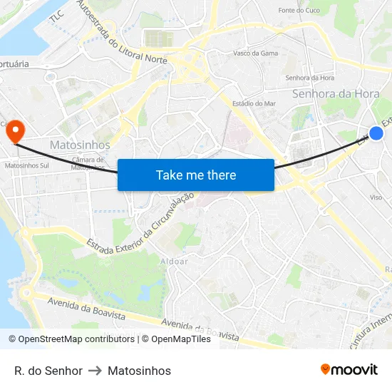 R. do Senhor to Matosinhos map