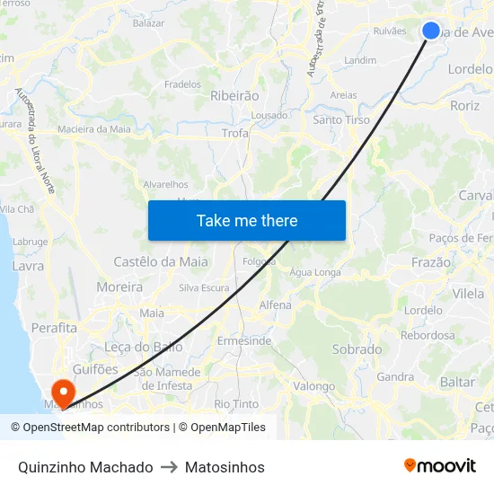 Quinzinho Machado to Matosinhos map