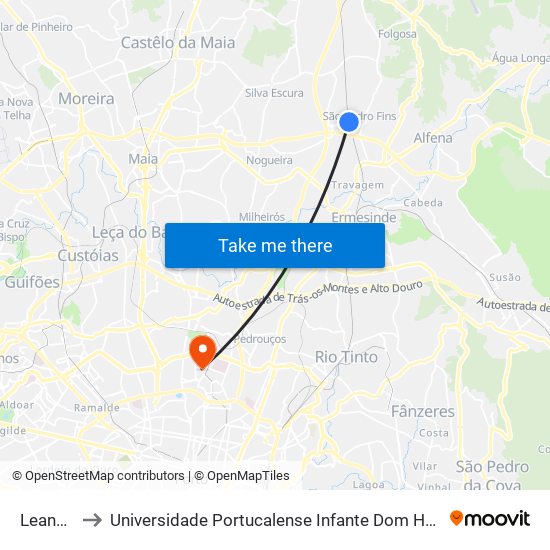 Leandro to Universidade Portucalense Infante Dom Henrique map