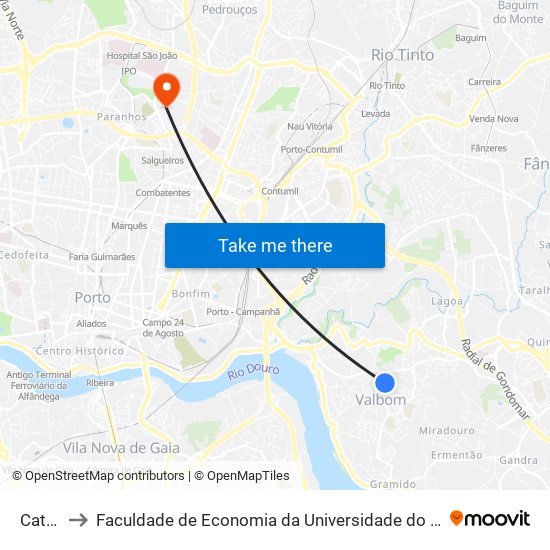 Catão to Faculdade de Economia da Universidade do Porto map