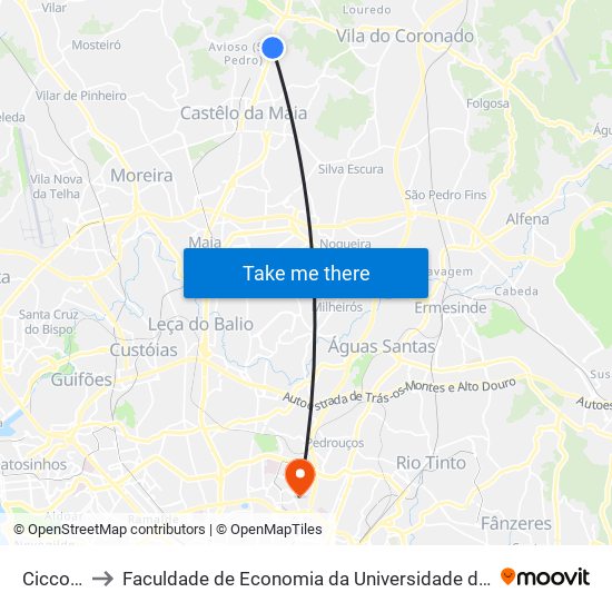 Ciccopn to Faculdade de Economia da Universidade do Porto map