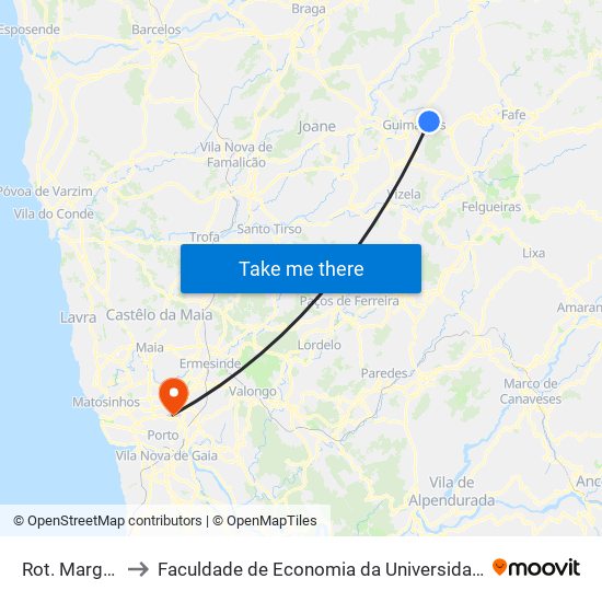 Rot. Margaride to Faculdade de Economia da Universidade do Porto map