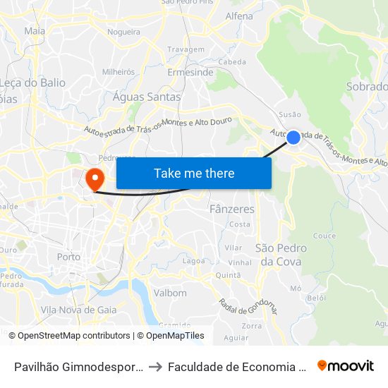 Pavilhão Gimnodesportivo | Ramalho Ortigão to Faculdade de Economia da Universidade do Porto map