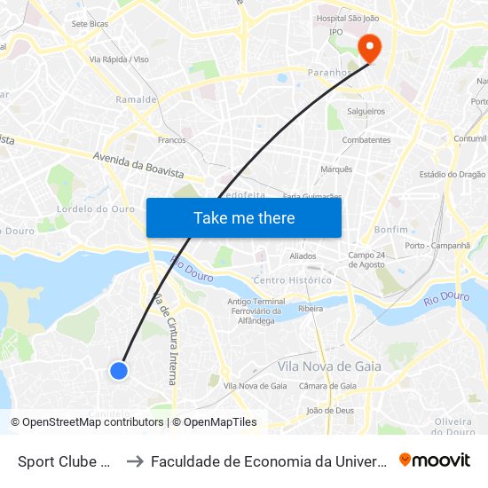 Sport Clube Canidelo to Faculdade de Economia da Universidade do Porto map