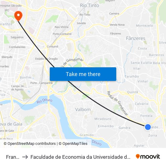 França to Faculdade de Economia da Universidade do Porto map