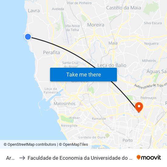 Areal to Faculdade de Economia da Universidade do Porto map