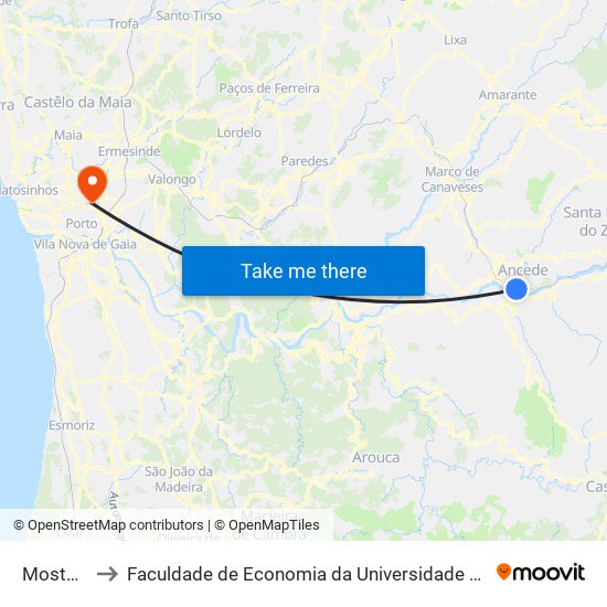 Mosteirô to Faculdade de Economia da Universidade do Porto map