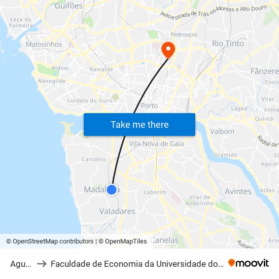 Aguim to Faculdade de Economia da Universidade do Porto map