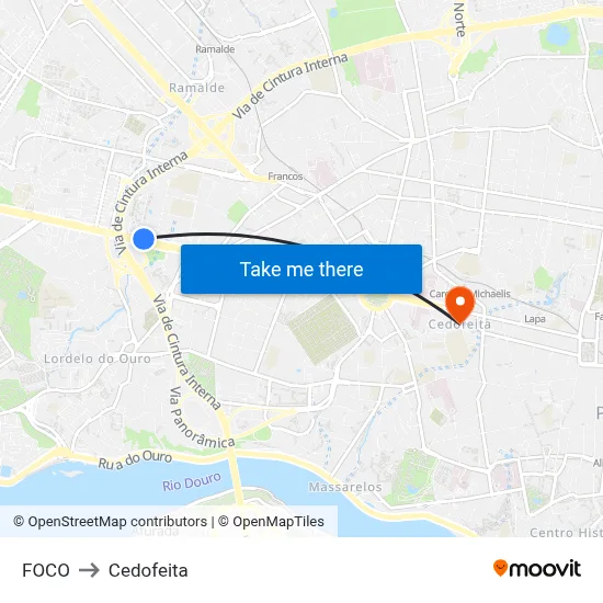 FOCO to Cedofeita map