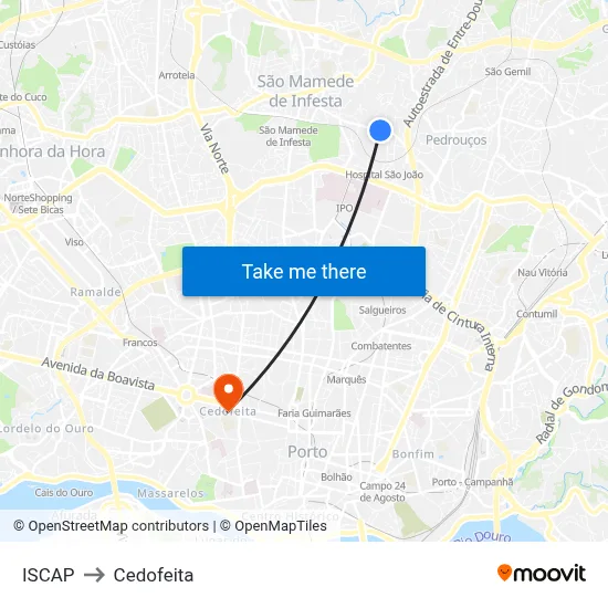 ISCAP to Cedofeita map