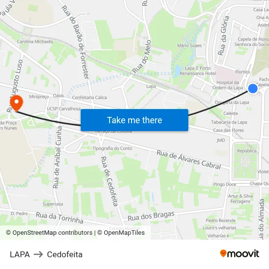 LAPA to Cedofeita map