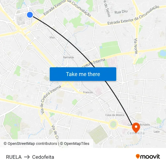 RUELA to Cedofeita map