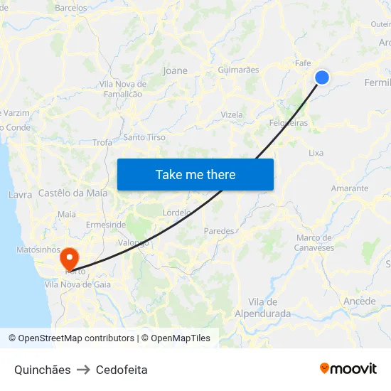 Quinchães to Cedofeita map