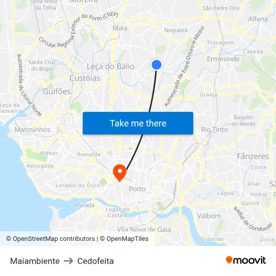 Maiambiente to Cedofeita map