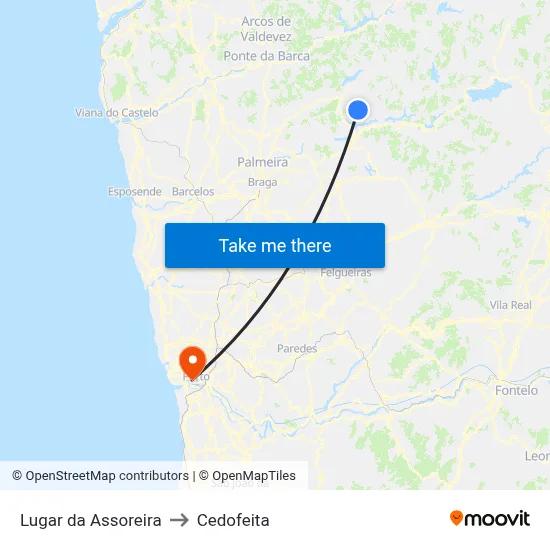 Lugar da Assoreira to Cedofeita map