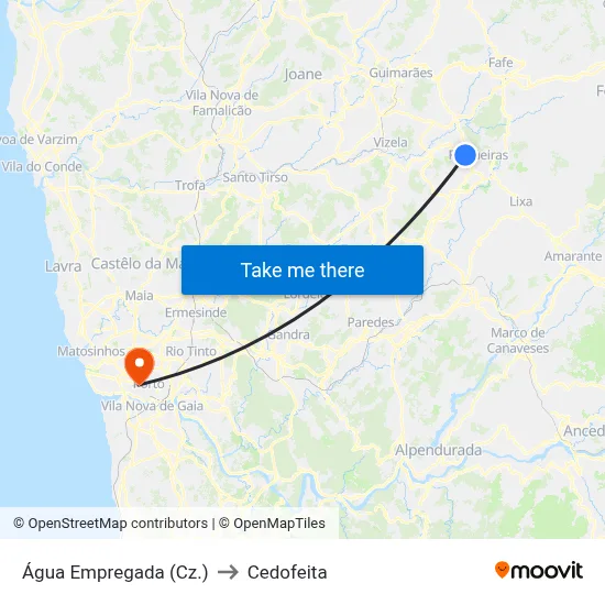 Água Empregada (Cz.) to Cedofeita map