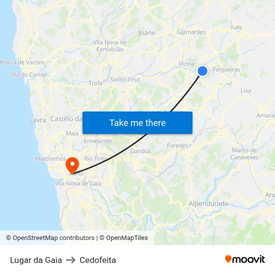 Lugar da Gaia to Cedofeita map
